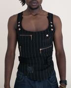 Jean Paul Gaultier Backless Pinstripe Chest Plate Vest