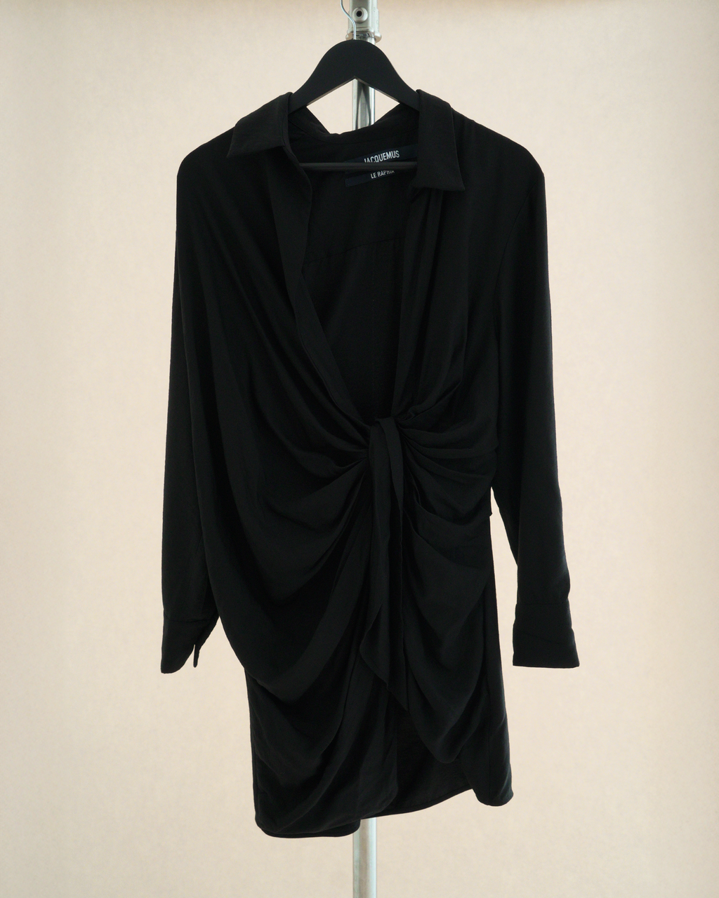 Jacquemus "La Robe Bahia" draped mini shirt dress