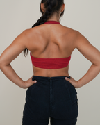 Jean Paul Gaultier Corset-Laced Jeans & Buckle Halter-Bra Pairing