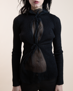 Archival Jean Paul Gaultier Y2K Chiffon-Panelled Ribbed-Knit Top