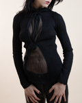 Archival Jean Paul Gaultier Y2K Chiffon-Panelled Ribbed-Knit Top