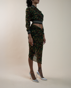 Jean Paul Gaultier Maille Sheer Mesh Camo Bomber & Wrap Sarong Set