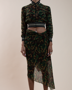 Jean Paul Gaultier Maille sheer mesh camo bomber & wrap sarong set
