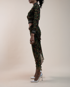 Jean Paul Gaultier Maille sheer mesh camo bomber & wrap sarong set