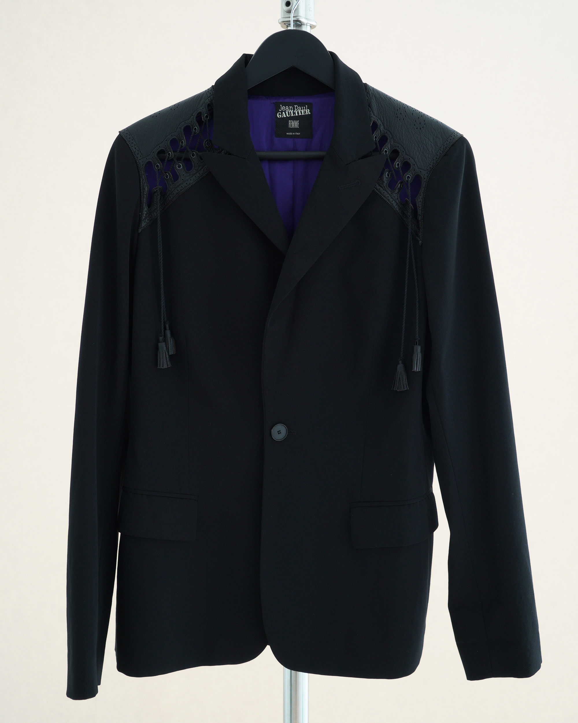 Jean Paul Gaultier Femme lace-up shoulder blazer