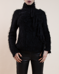 Jean Paul Gaultier Shaggy Mohair 3/4-Zip 3D Loop Sweater