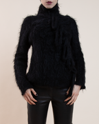 Jean Paul Gaultier Shaggy Mohair 3/4-Zip 3D Loop Sweater