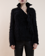 Jean Paul Gaultier Shaggy Mohair 3/4-Zip 3D Loop Sweater