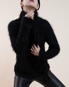 Jean Paul Gaultier Shaggy Mohair 3/4-Zip 3D Loop Sweater
