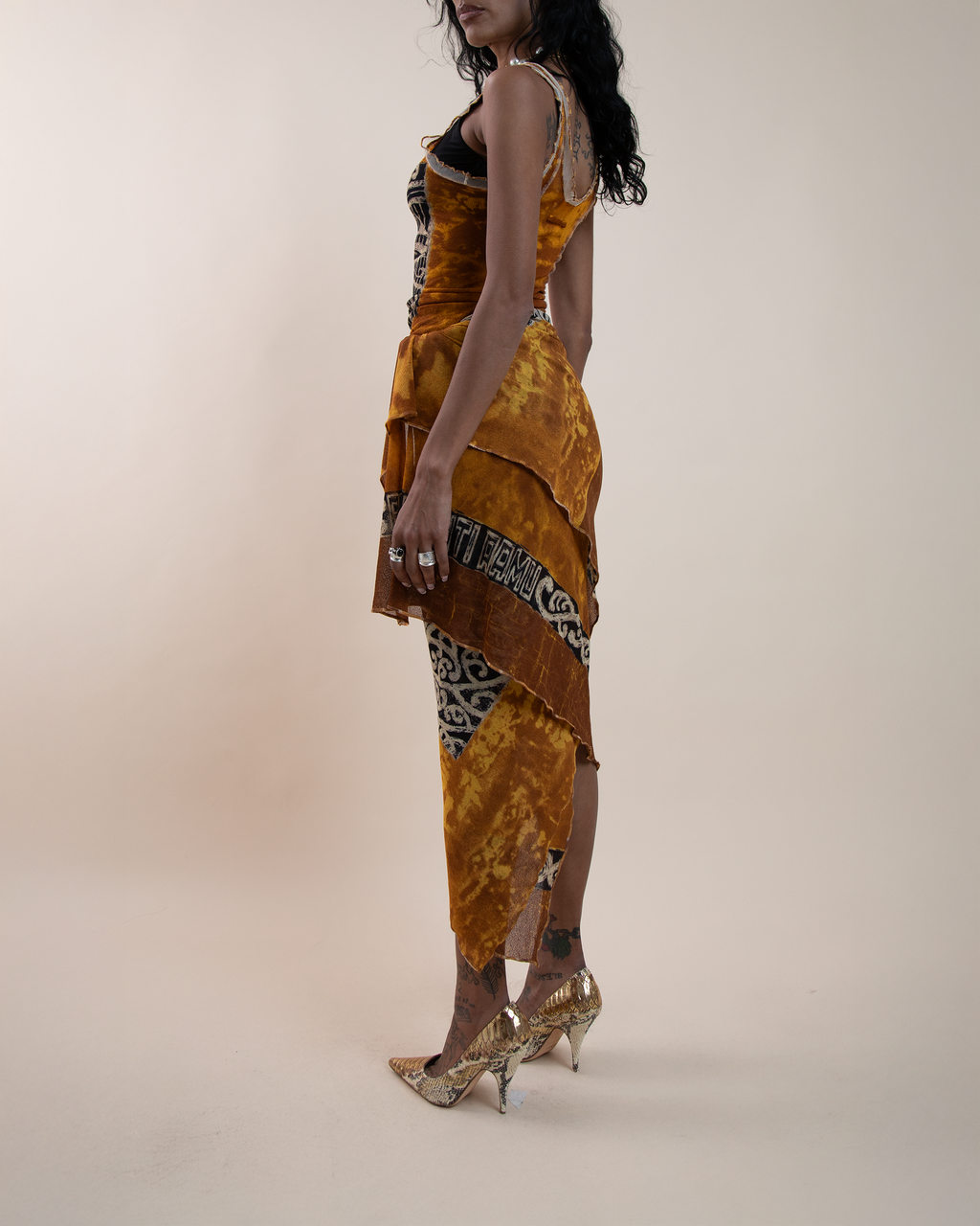 Jean Paul Gaultier Maille "Les Tatouages" oceanic tattoo tank & sarong set