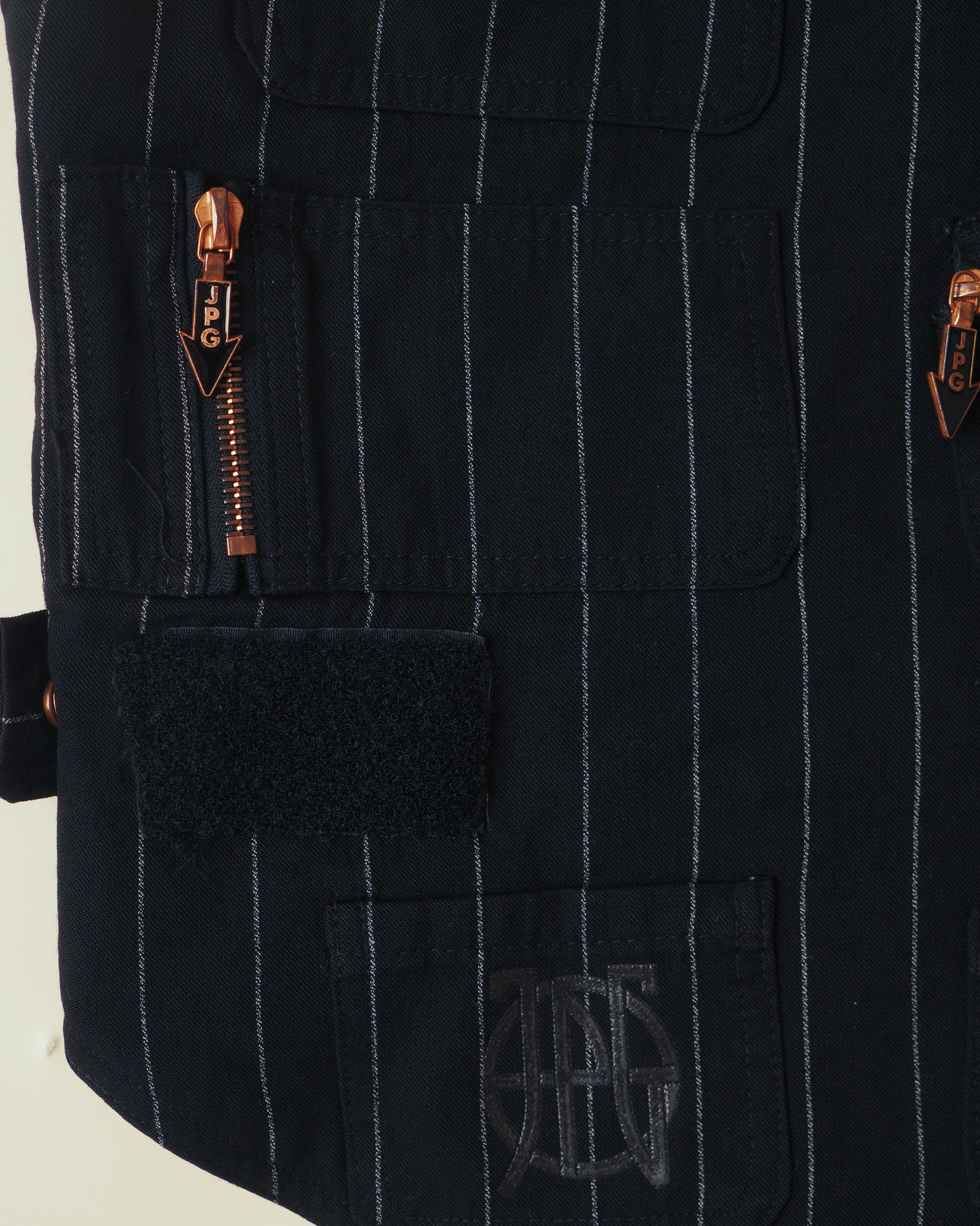 Jean Paul Gaultier backless pinstripe chest plate vest