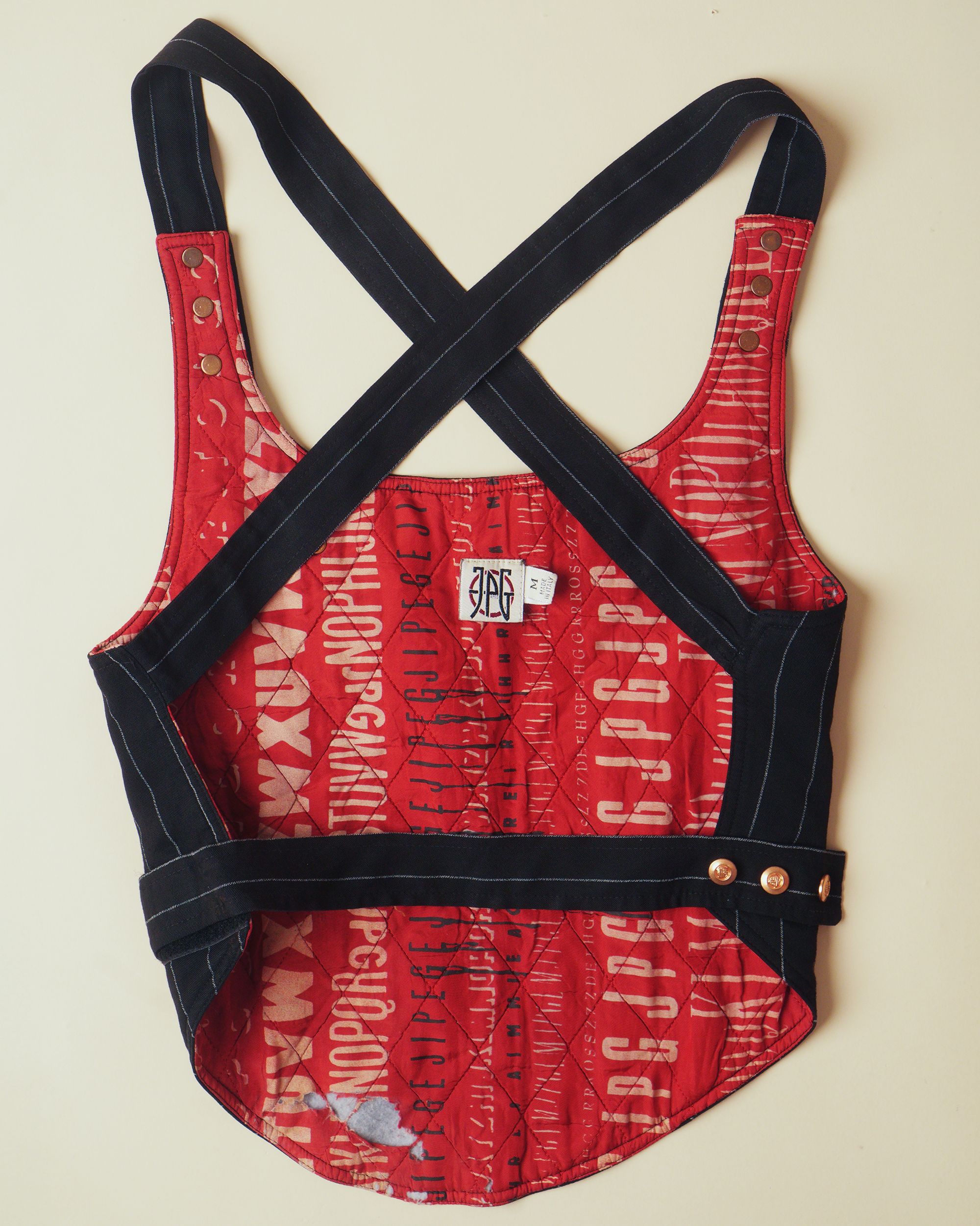 Jean Paul Gaultier backless pinstripe chest plate vest