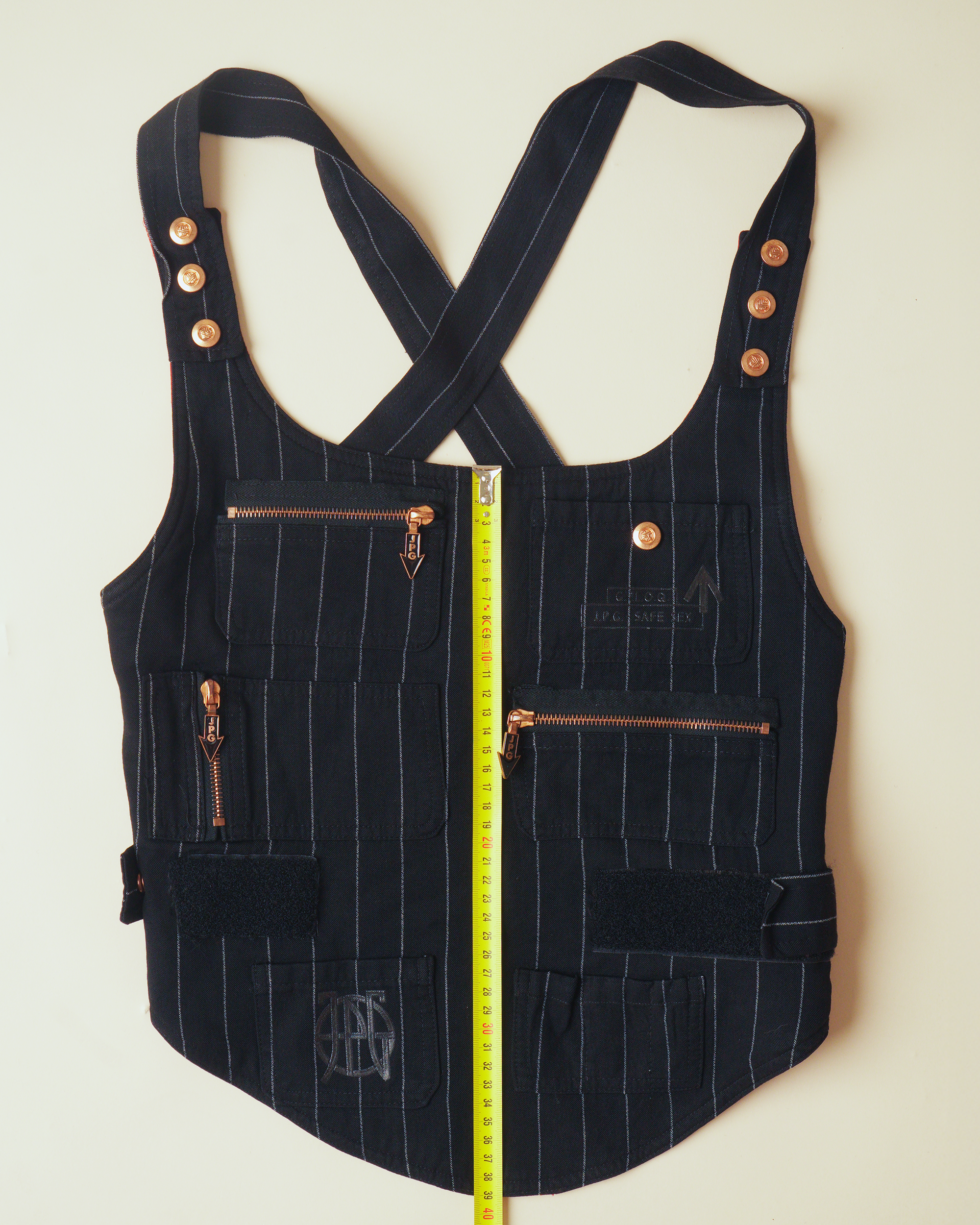Jean Paul Gaultier backless pinstripe chest plate vest