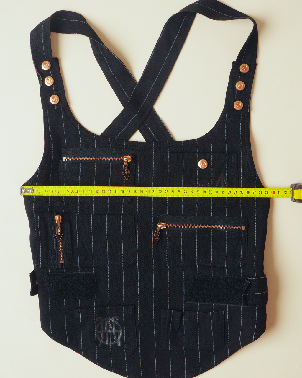 Jean Paul Gaultier backless pinstripe chest plate vest