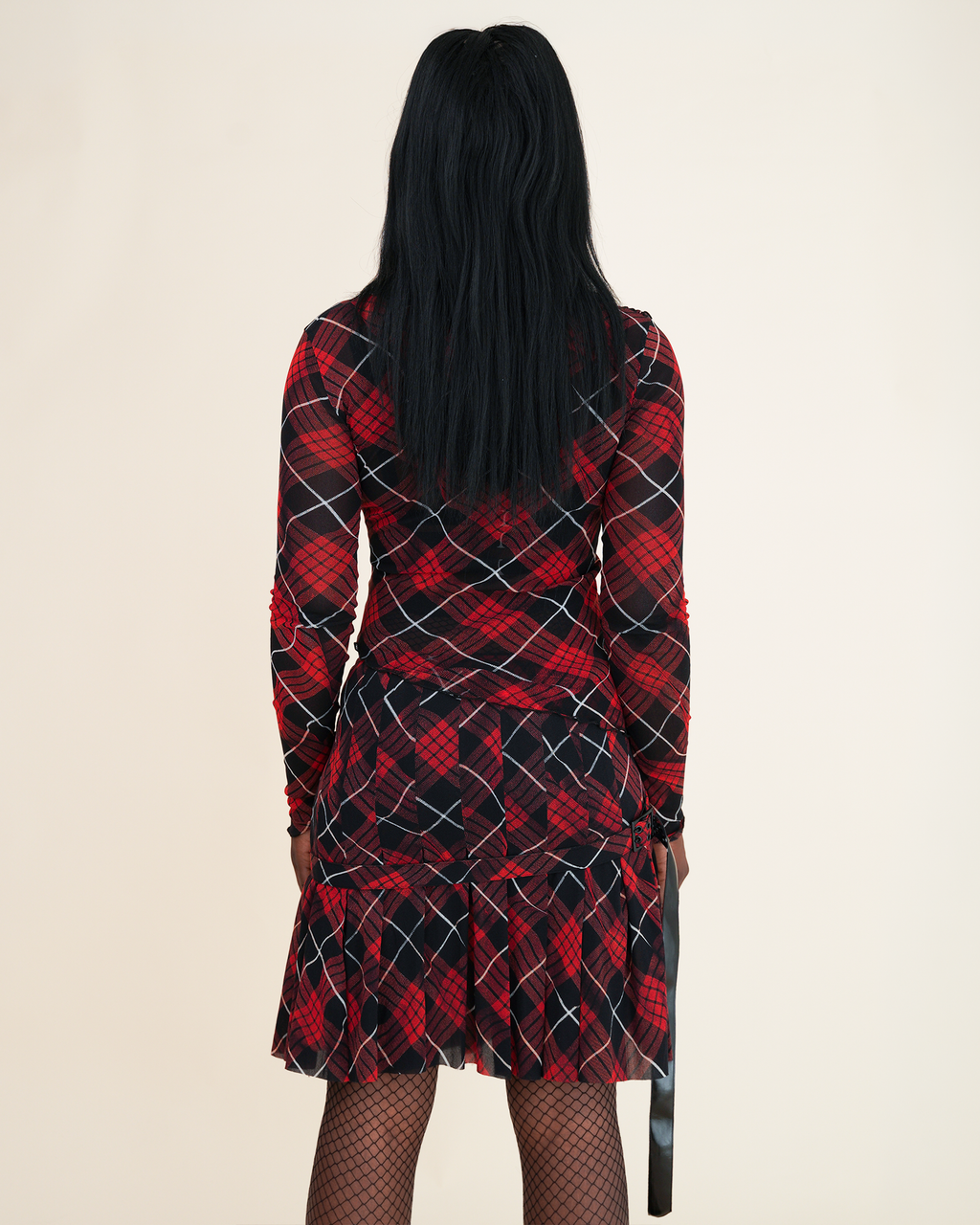 Jean Paul Gaultier 2-Piece Tartan Plaid Mesh Kilt Set