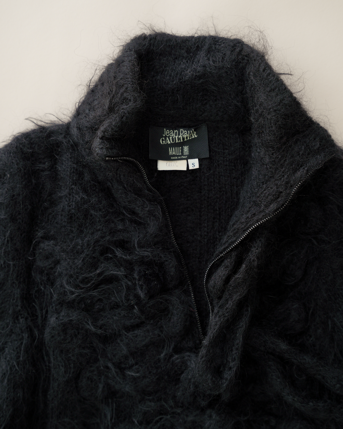 Jean Paul Gaultier Shaggy Mohair 3/4-Zip 3D Loop Sweater
