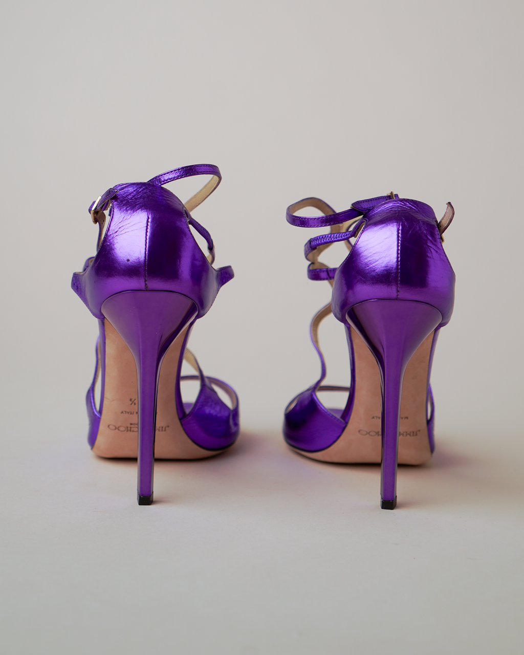 Jimmy Choo Metallic Purple Sandal Heels