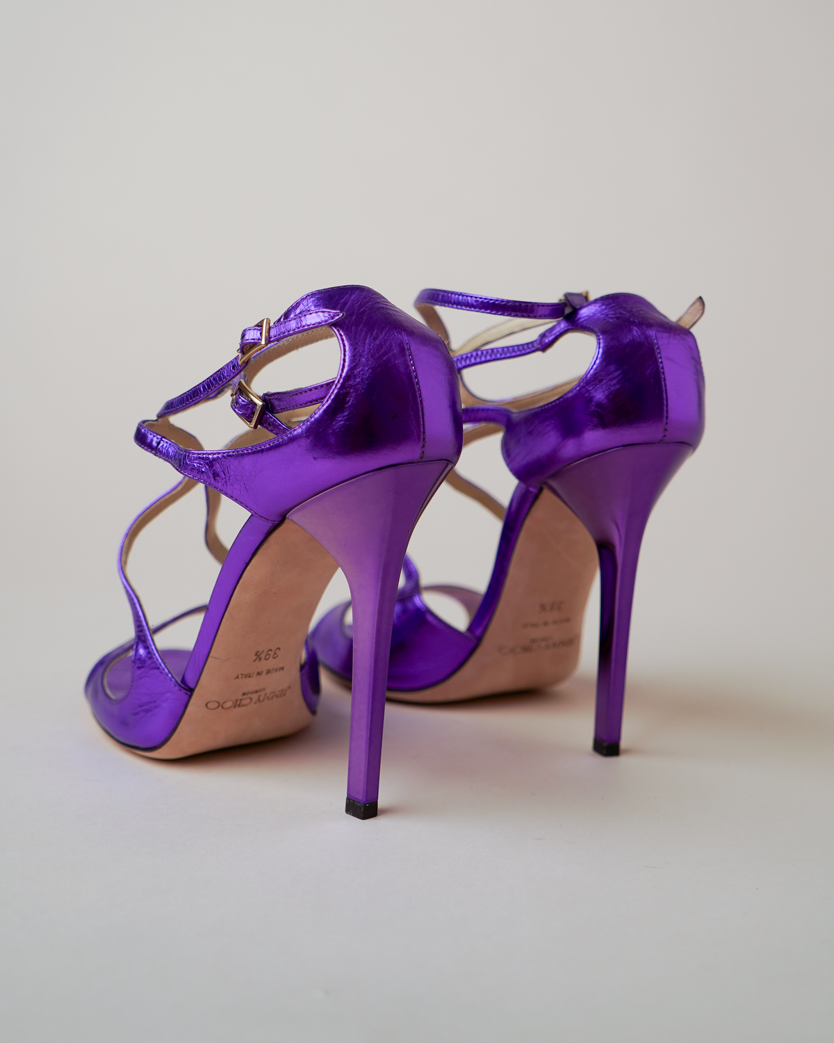 Jimmy Choo Metallic Purple Sandal Heels