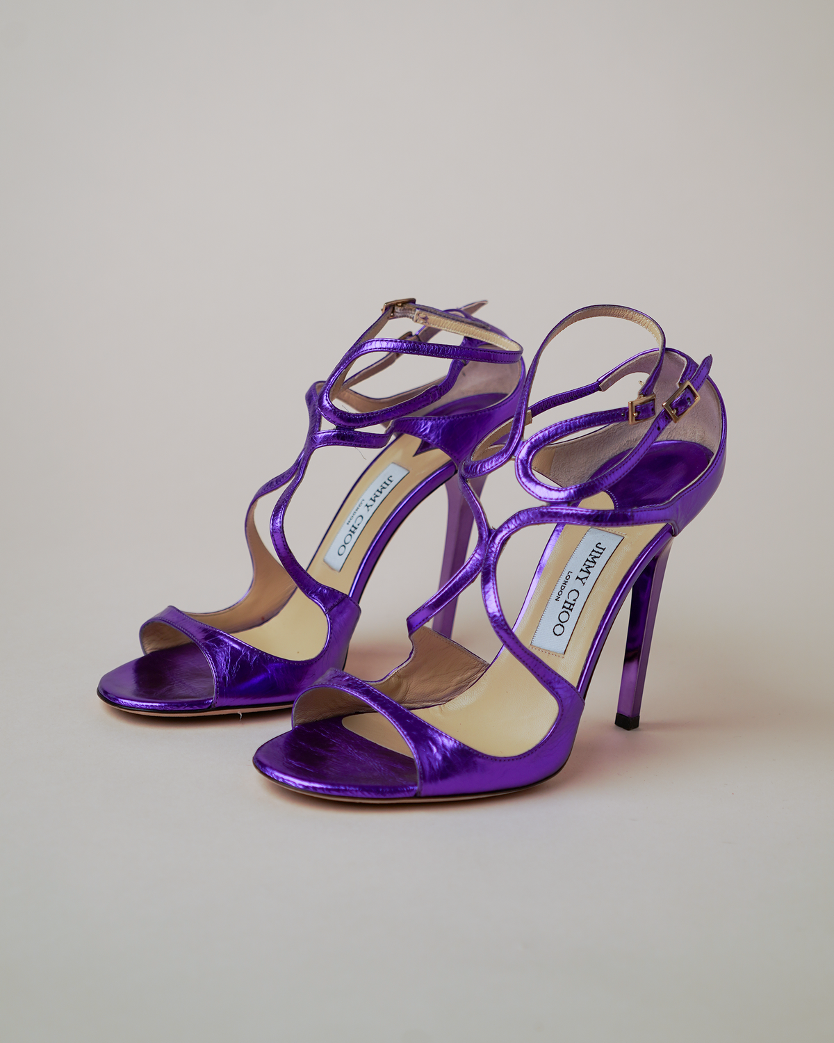 Jimmy Choo Metallic Purple Sandal Heels