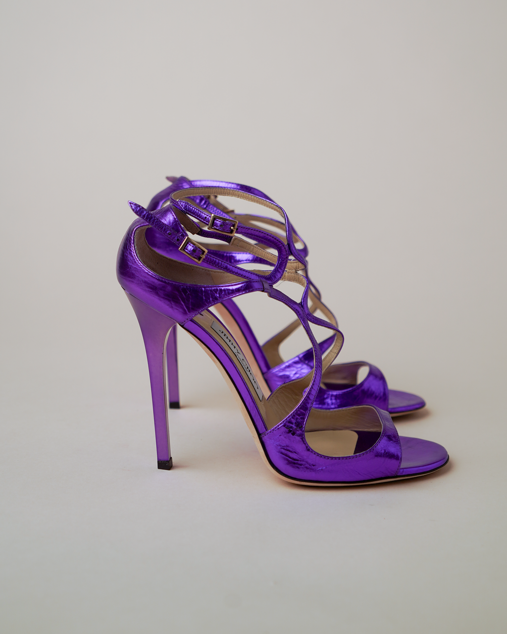 Jimmy Choo Metallic Purple Sandal Heels