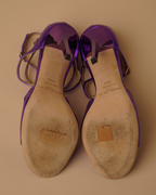 Jimmy Choo metallic purple sandal heels.
