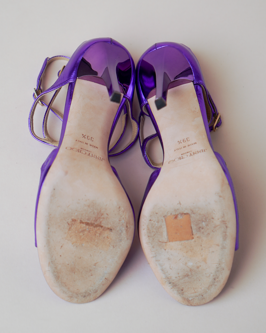 Jimmy Choo Metallic Purple Sandal Heels