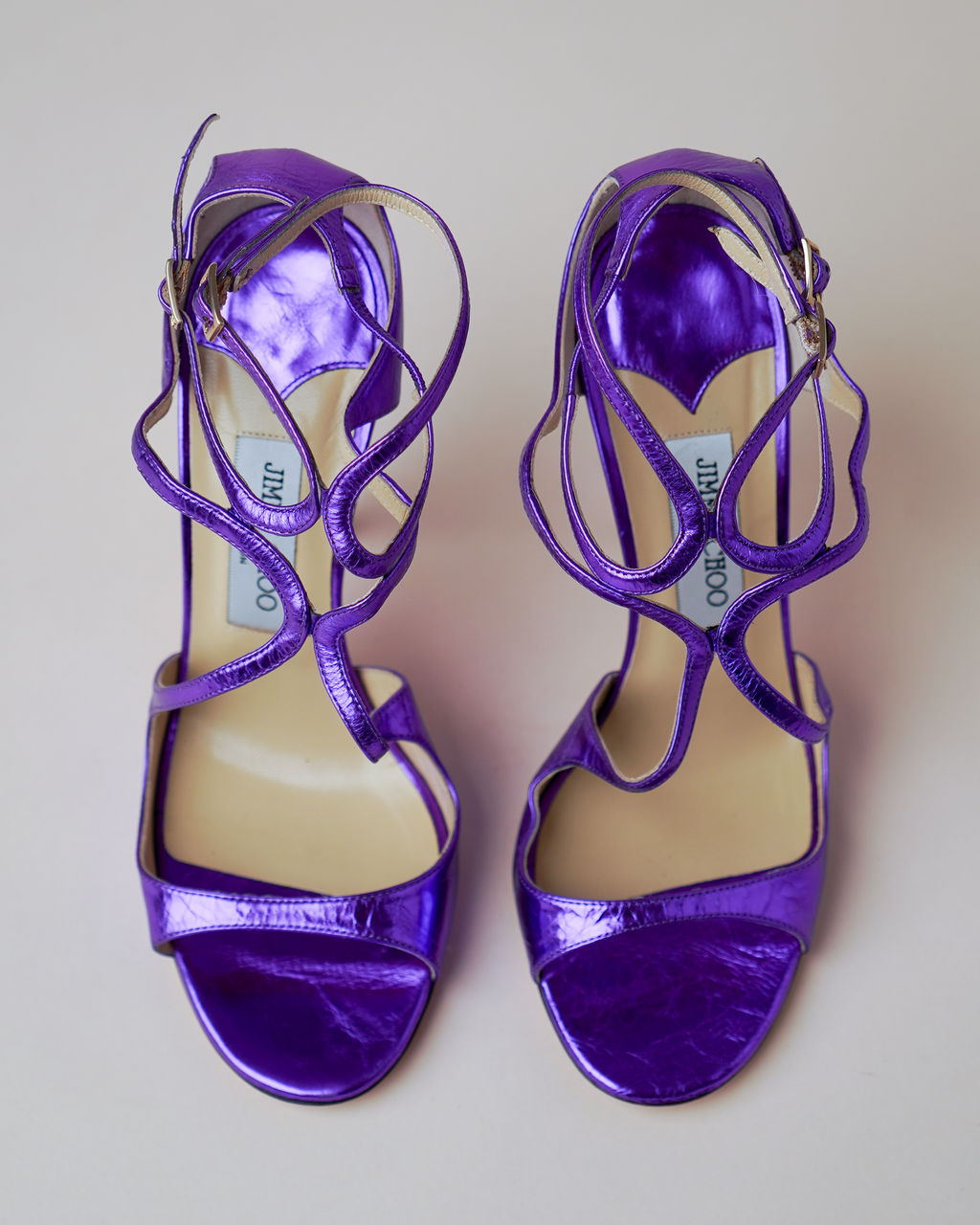 Jimmy Choo Metallic Purple Sandal Heels