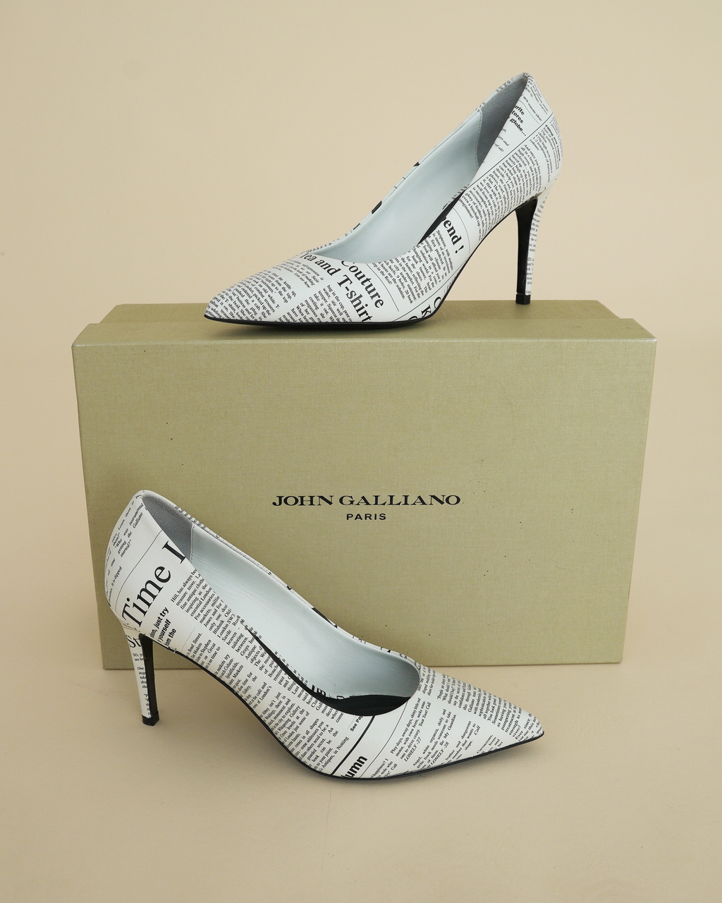 John Galliano “Gazette” Newspaper-Print Pumps