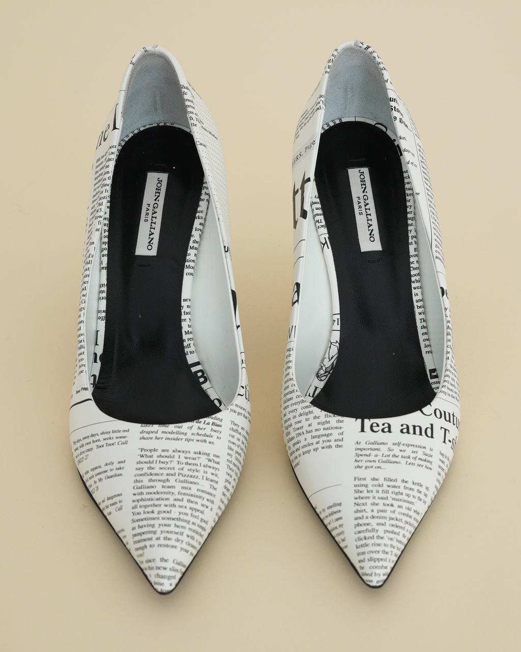 John Galliano “Gazette” Newspaper-Print Pumps