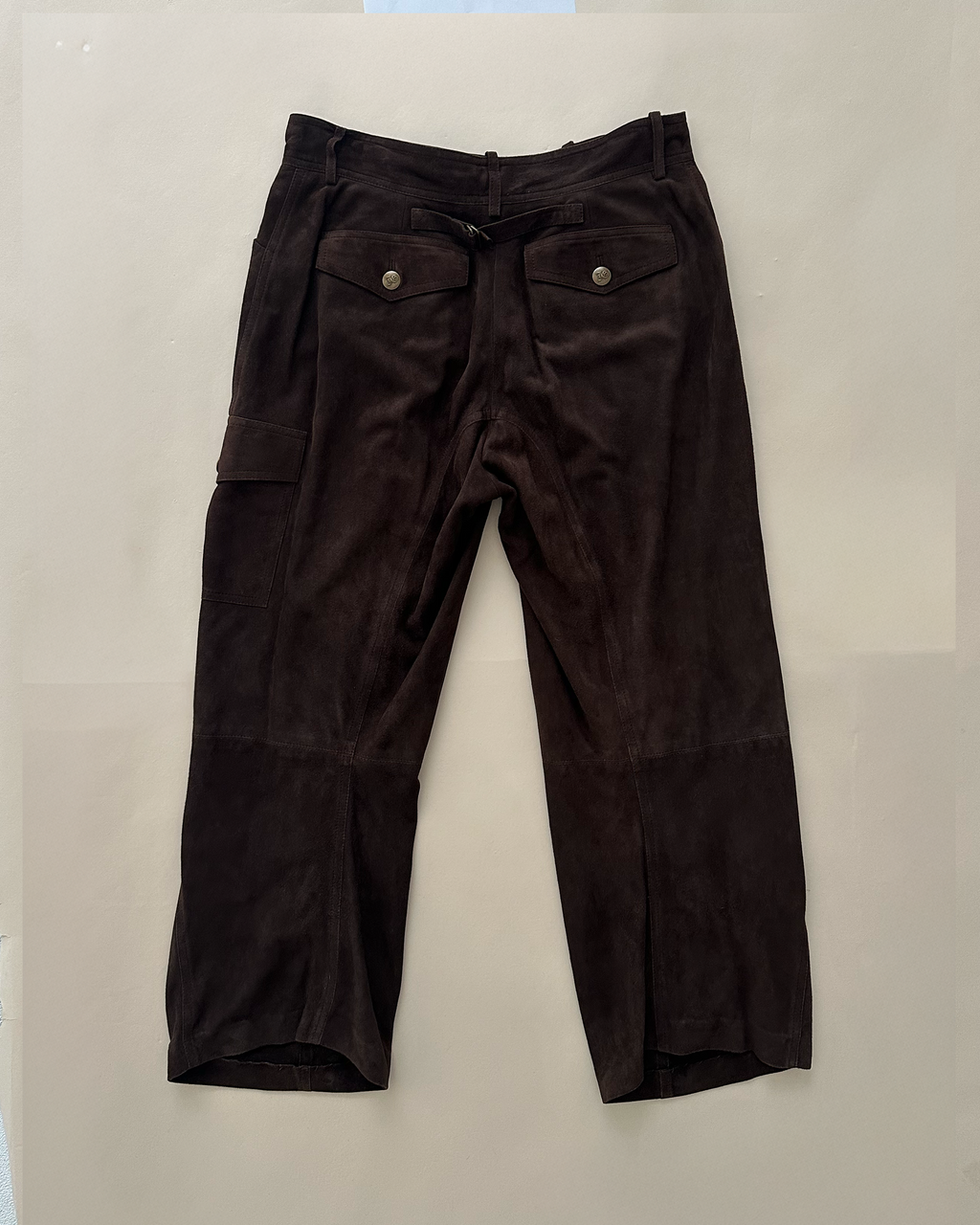 John Galliano goatskin suede utility trousers