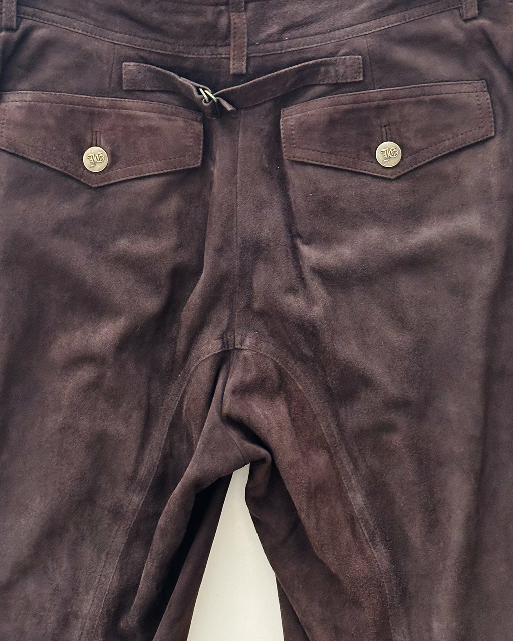 John Galliano goatskin suede utility trousers