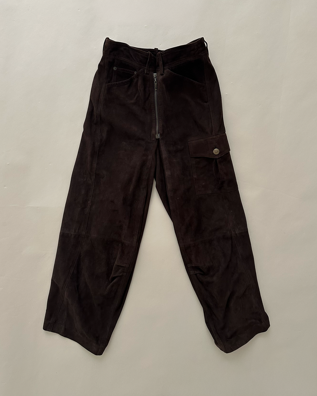 John Galliano goatskin suede utility trousers