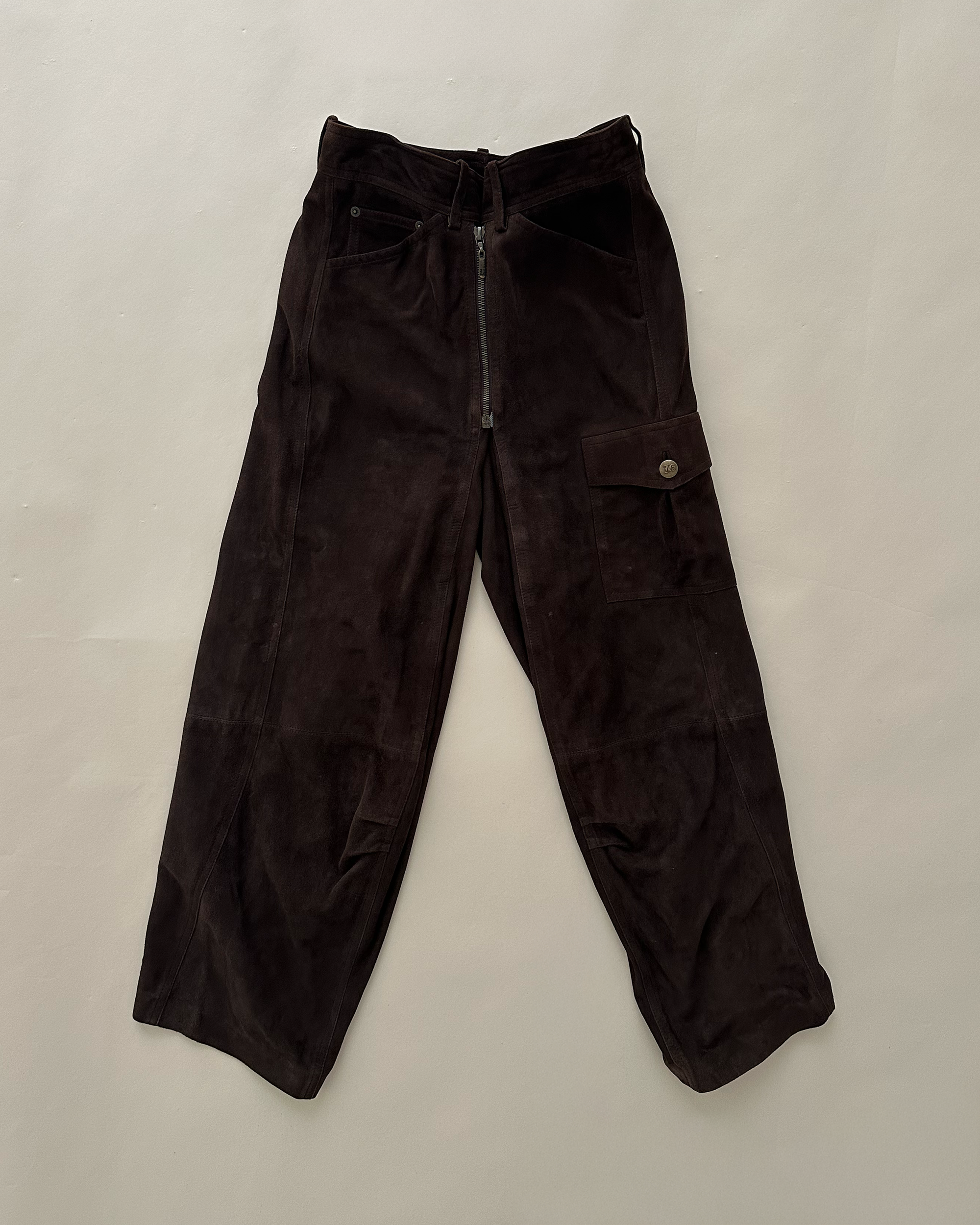 John Galliano goatskin suede utility trousers