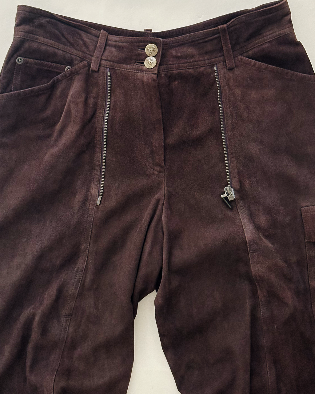 John Galliano goatskin suede utility trousers