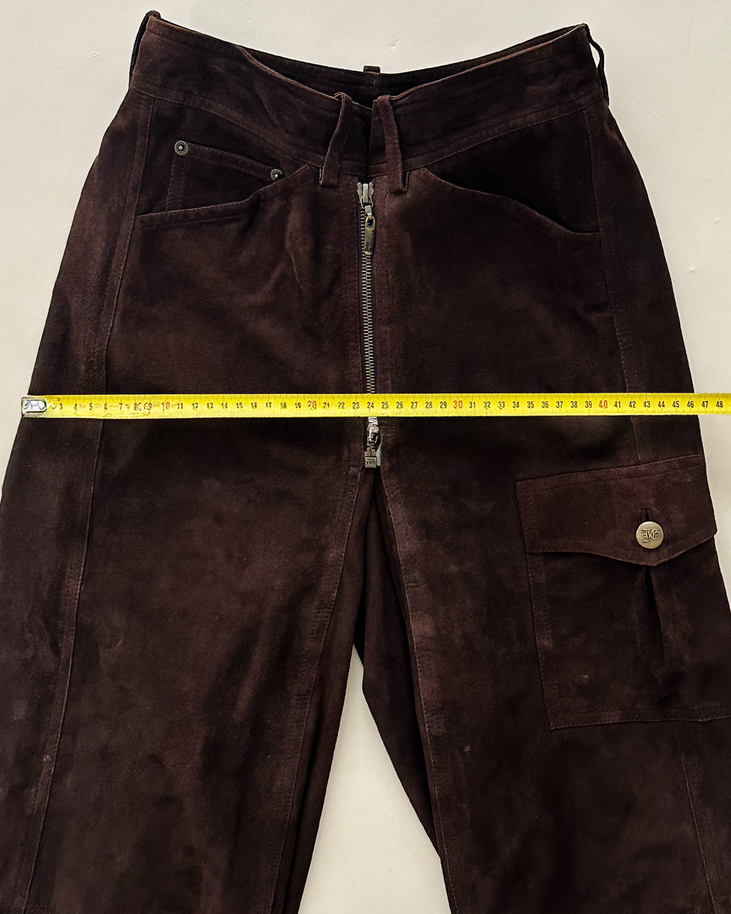 John Galliano goatskin suede utility trousers