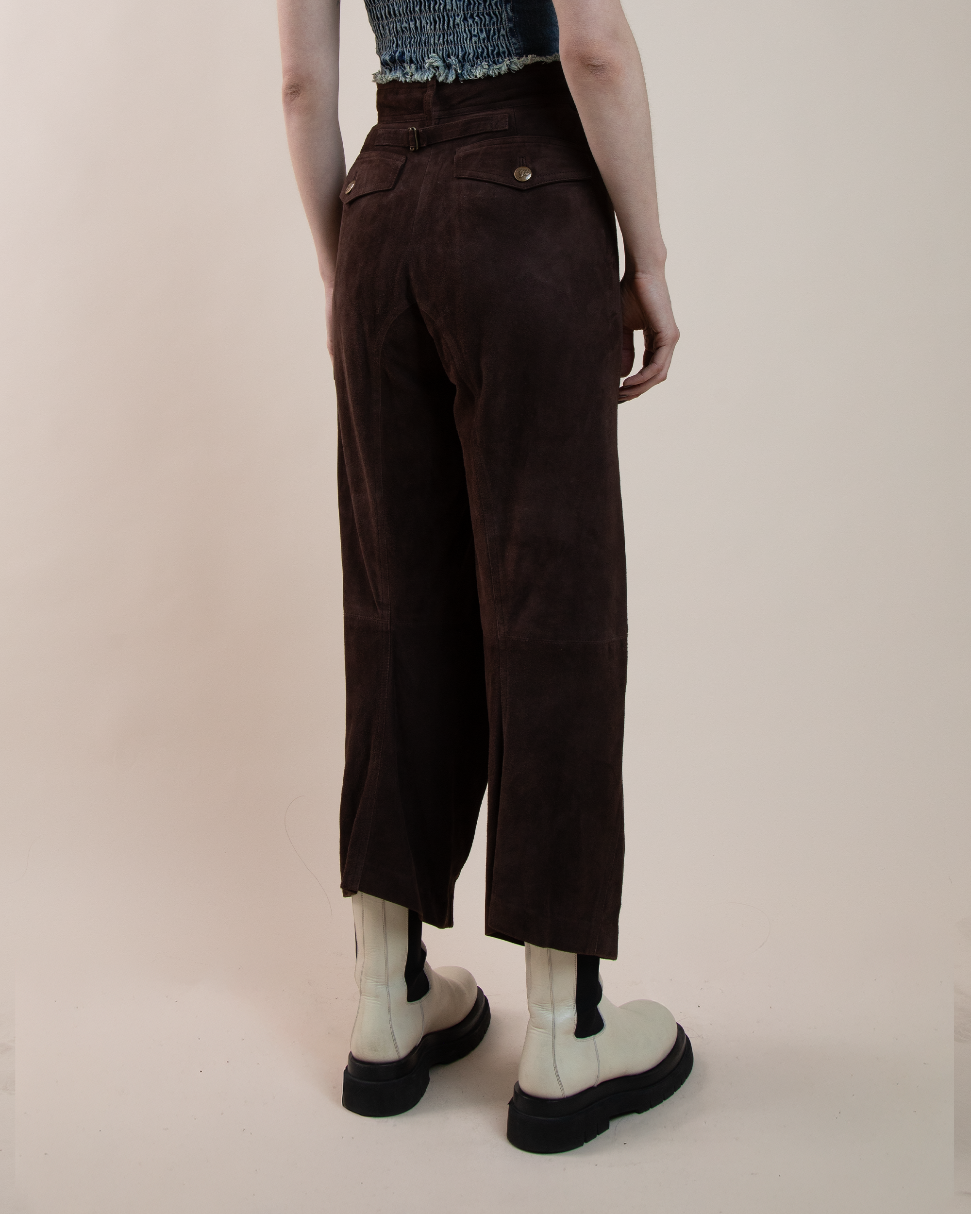John Galliano goatskin suede utility trousers