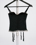 John Galliano Pinstripe Lace-Trim Bustier Top