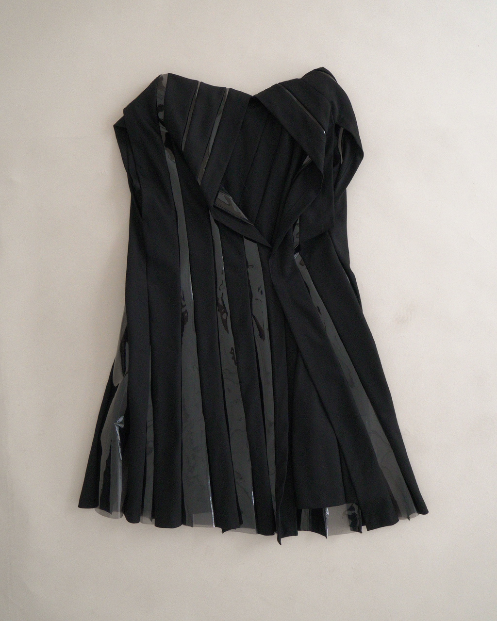 Junya Watanabe Comme des Garçons PVC-Striped Sleeveless Shift Dress