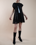 Junya Watanabe Comme des Garçons PVC-striped sleeveless shift dress