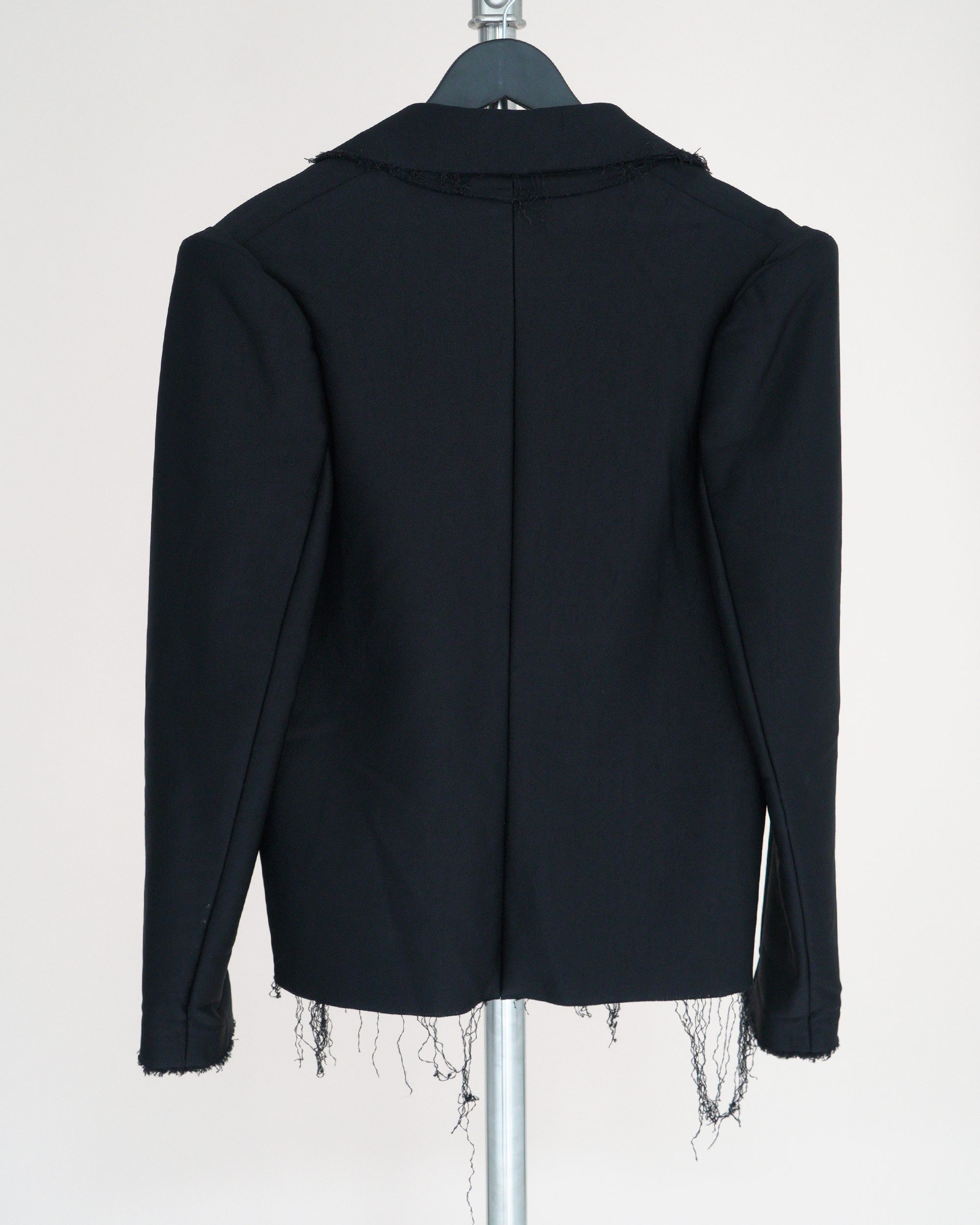 Lanvin deconstructed raw-edge fringed blazer jacket