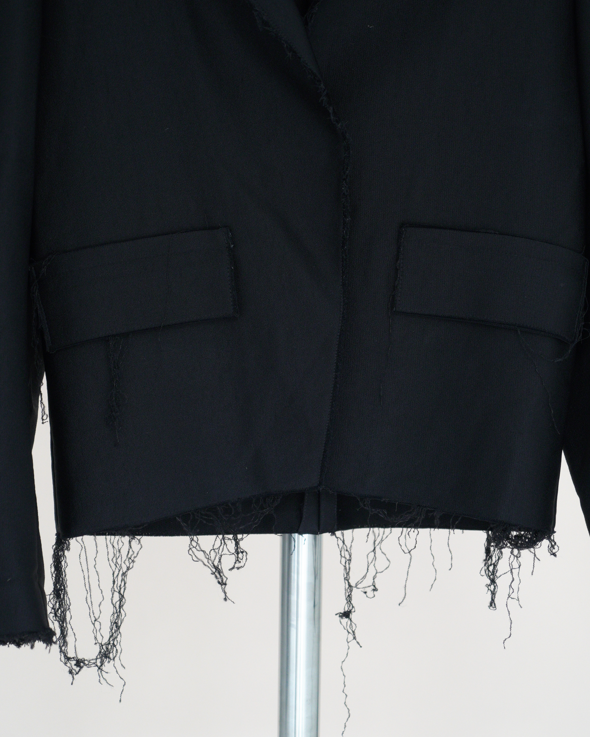 Lanvin deconstructed raw-edge fringed blazer jacket