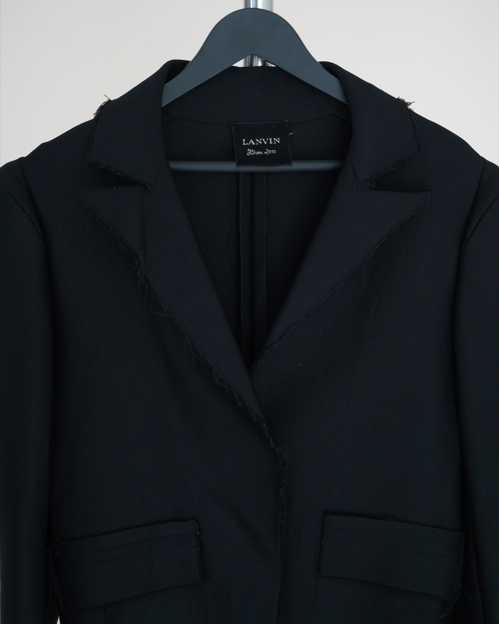 Lanvin deconstructed raw-edge fringed blazer jacket