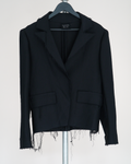 Lanvin deconstructed raw-edge fringed blazer jacket