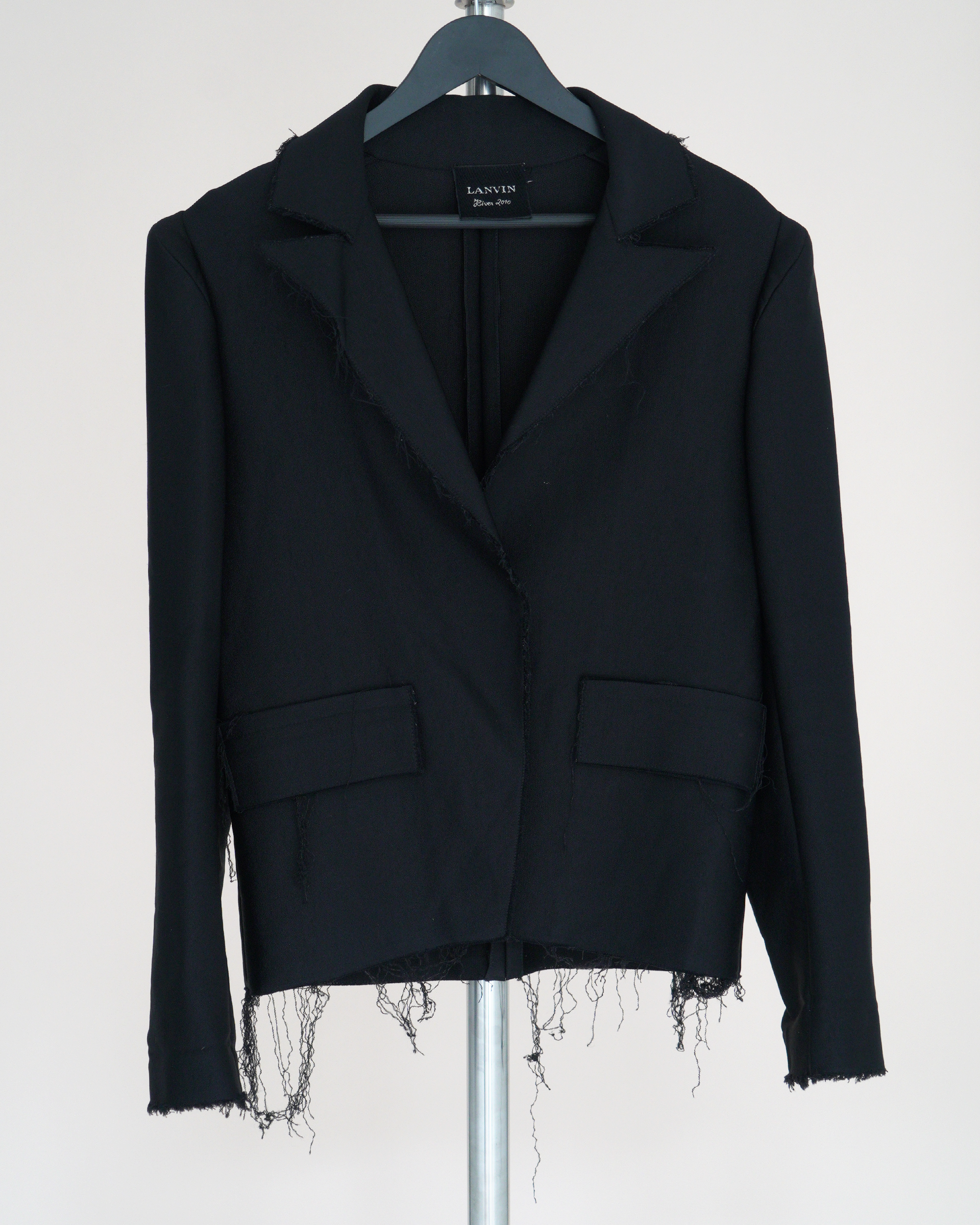 Lanvin deconstructed raw-edge fringed blazer jacket