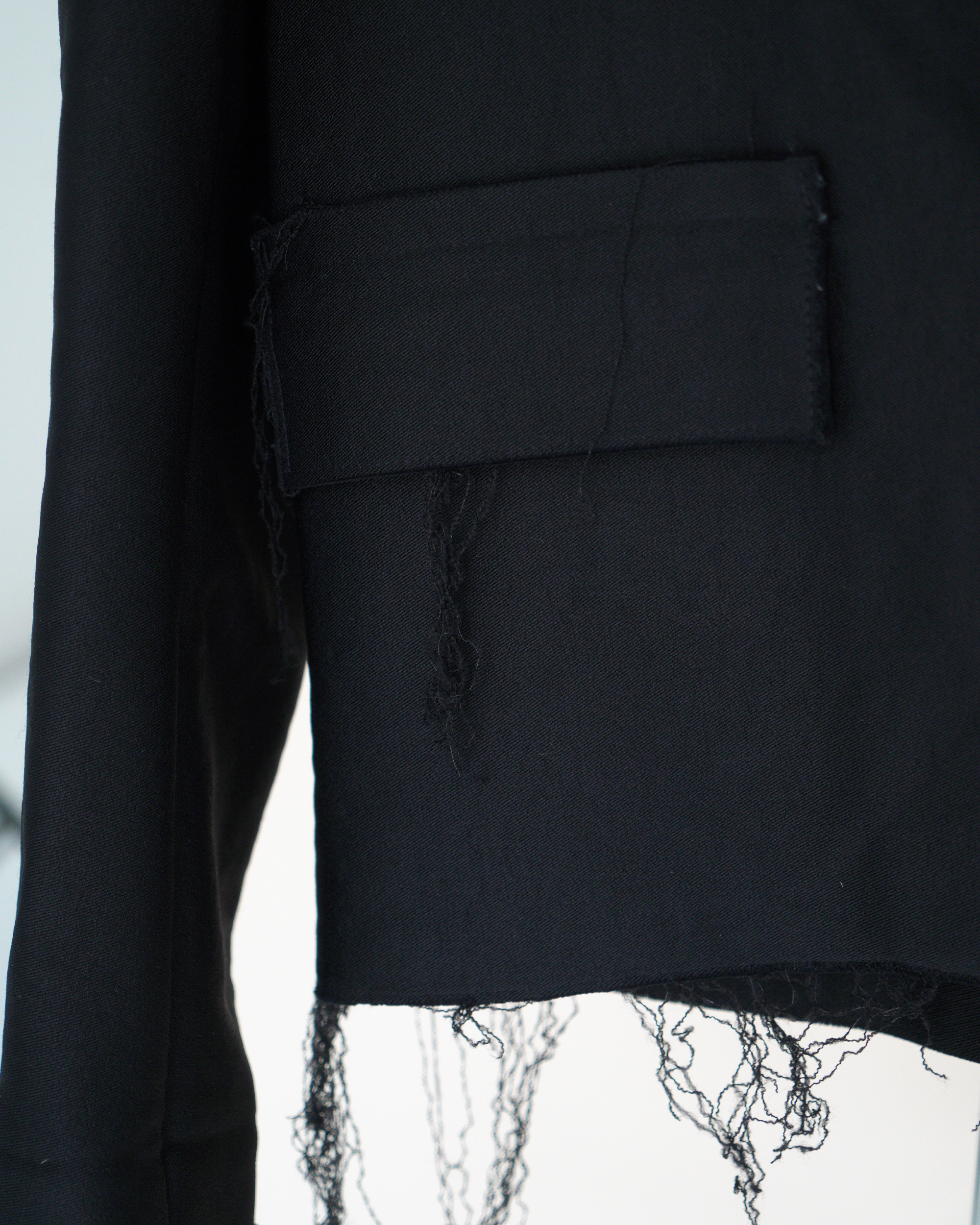 Lanvin deconstructed raw-edge fringed blazer jacket