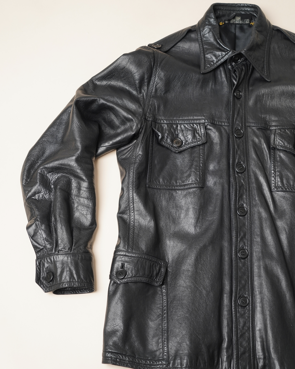 Archival 1970s Loewe 1846 Leather Military Safari Jacket