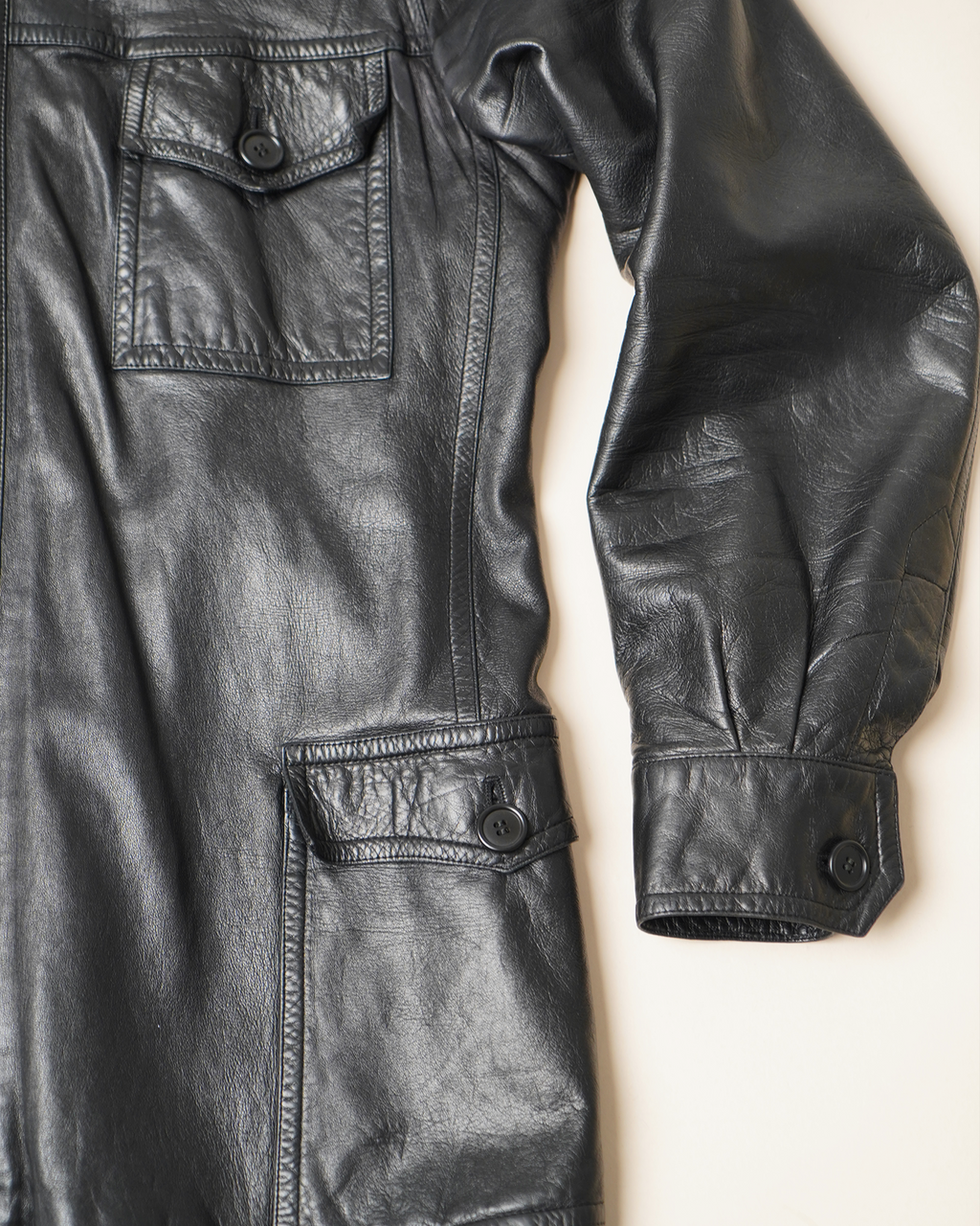 Archival 1970s Loewe 1846 Leather Military Safari Jacket