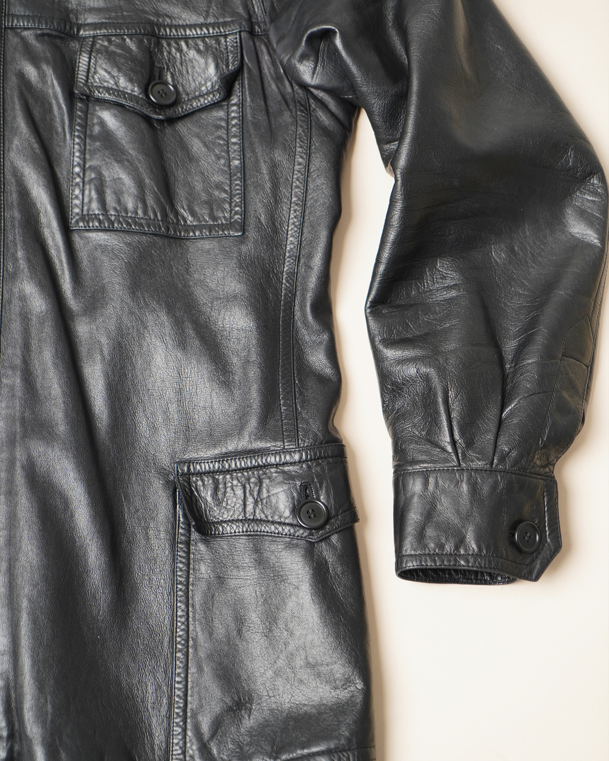 Archival 1970s Loewe 1846 Leather Military Safari Jacket
