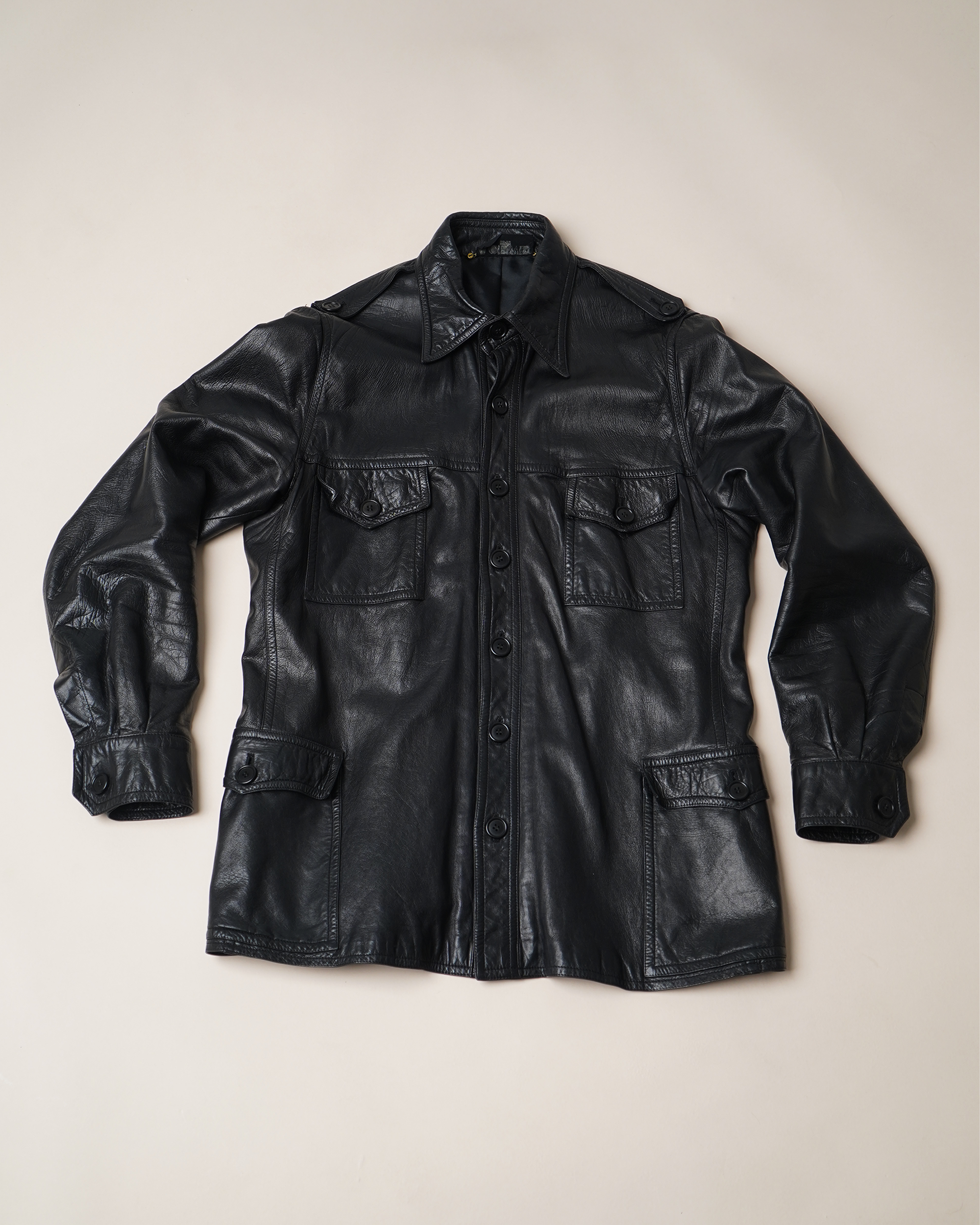 Archival 1970s Loewe 1846 Leather Military Safari Jacket
