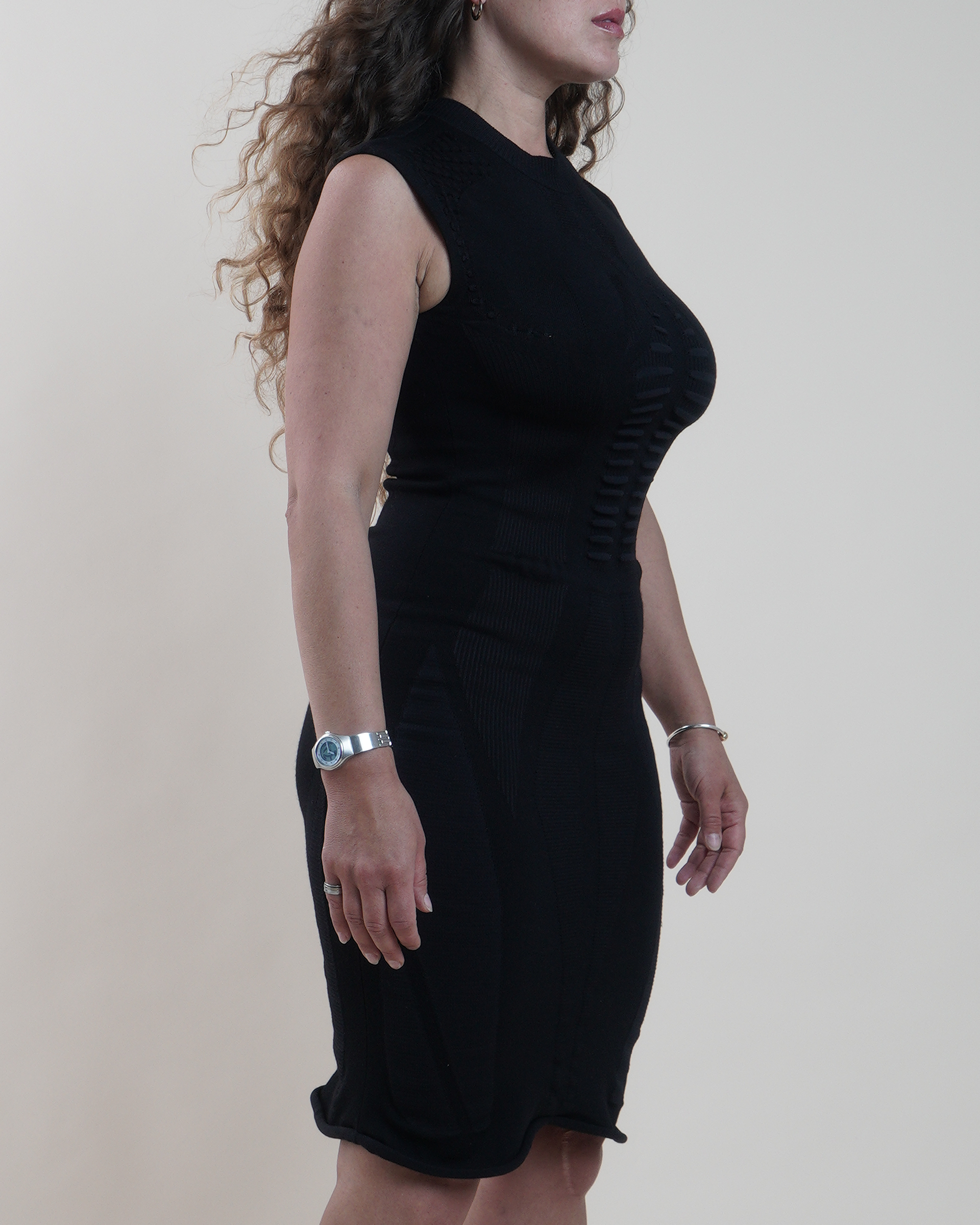 Louis Vuitton Black Bodycon Engineered Technical Knit Dress